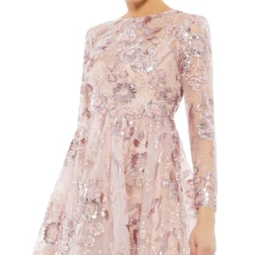 Mac Duggal Floral Embellished Long Sleeve A- line dress. New with tags